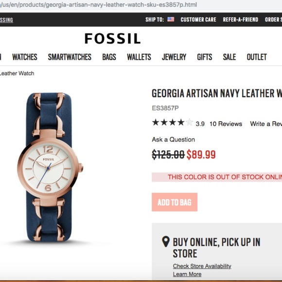 Genuine Leather Authentic Fossil Watch - Picture 1 of 5